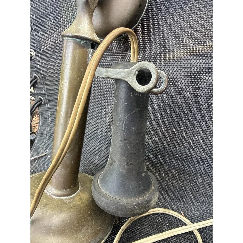 Antique Telephone Brass Candlestick‎ Style Vintage Lamp Untested